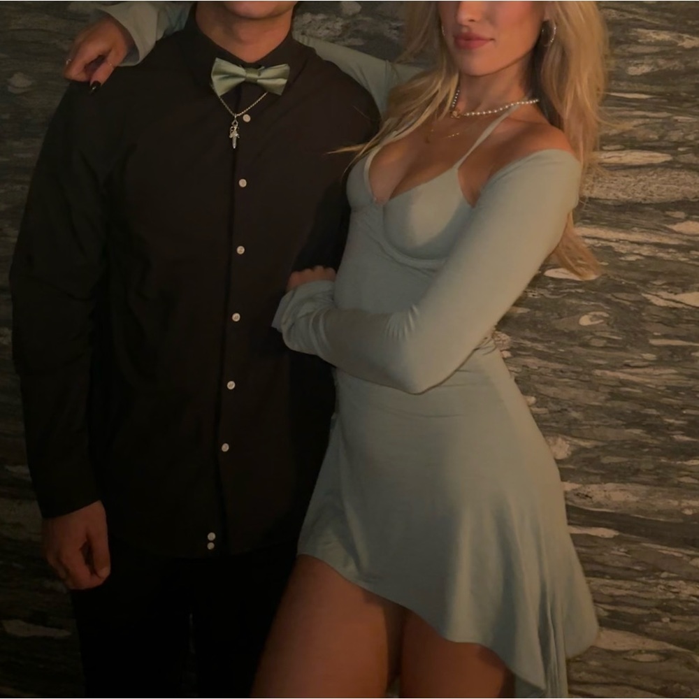 Sage, green mini dress